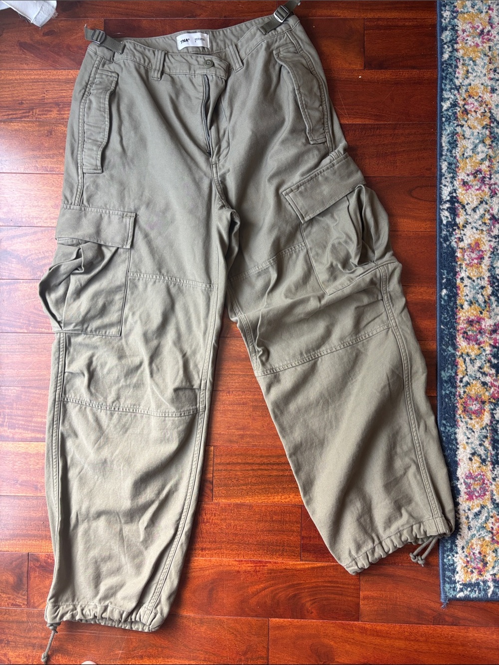 TNA Olive Cargo Jumpsuit-Style Pants